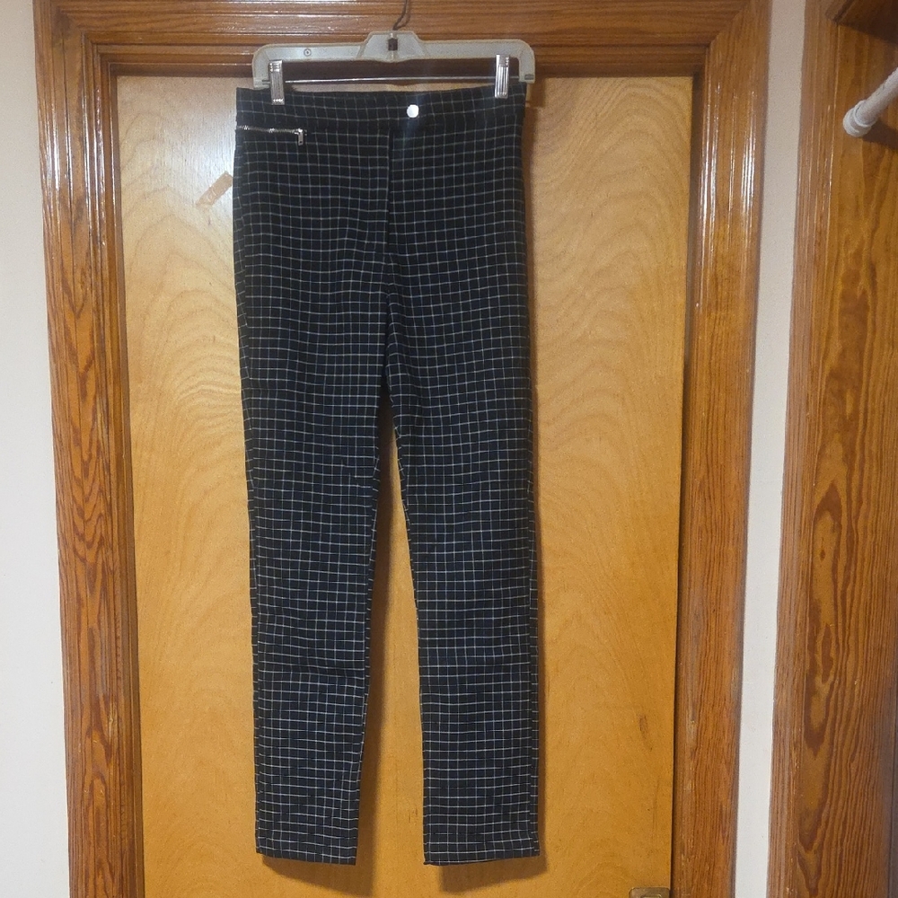 H&M Black Checkered Dress Pants Size 10